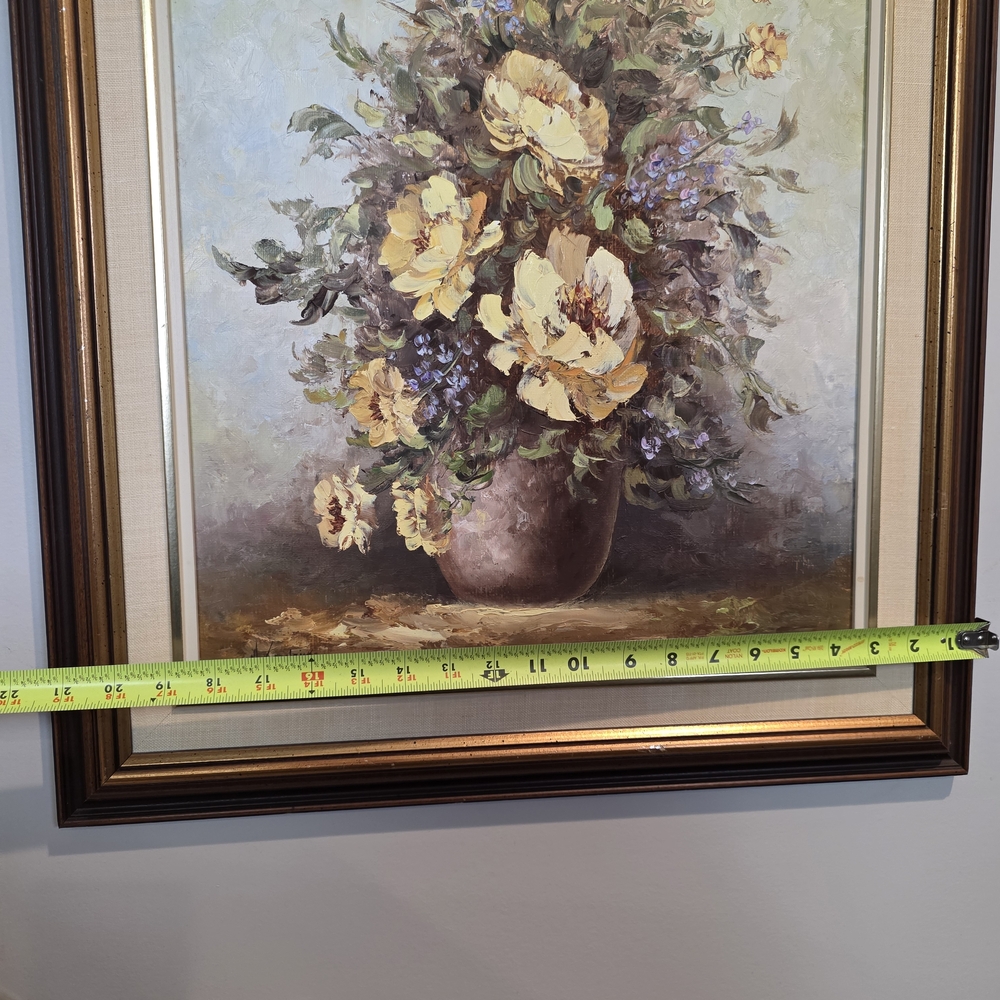 Original Mary Kendrick Oil Painting | Yellow Floral Still Life | Palette Knife - Picture 13 of 15